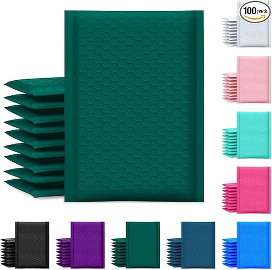 UCGOU Bubble Mailer 6x10 Inch 100 Pack Usable Size 6x9 Inch Ultramarine Green Poly Padded Envelopes Waterproof Bubble Bags for Small Business Self Seal Mailing Envelopes for Jewelry Makeup Supplies