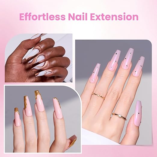 Beetles Tipex Lite Instant Apex Nail Tips, Long Coffin, 16 Sizes | 00–14, Built-in Apex Acrylic Tips for Flat & Natural Nail Beds, Beginner-Friendly Easy DIY Nail Extensions