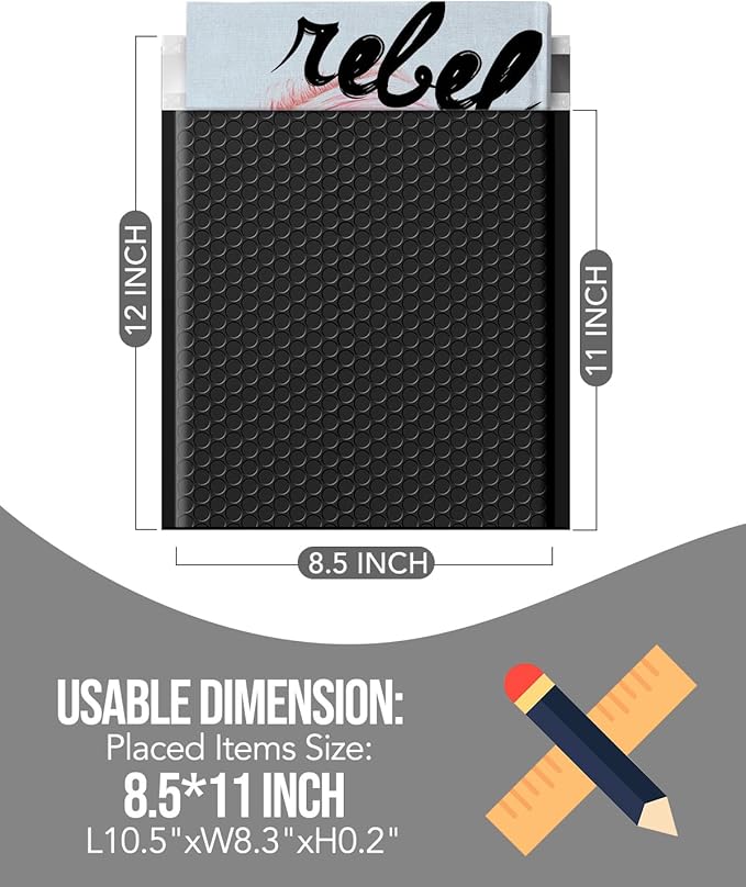 GSSUSA Black Bubble Mailers 8.5x12 Padded Envelopes 40 Pack Self-Seal Packaging Bags, Small Business Supplies, Bubble Envelopes, Mailing Bags, Packaging for Small Business, Black Bubble Mailer