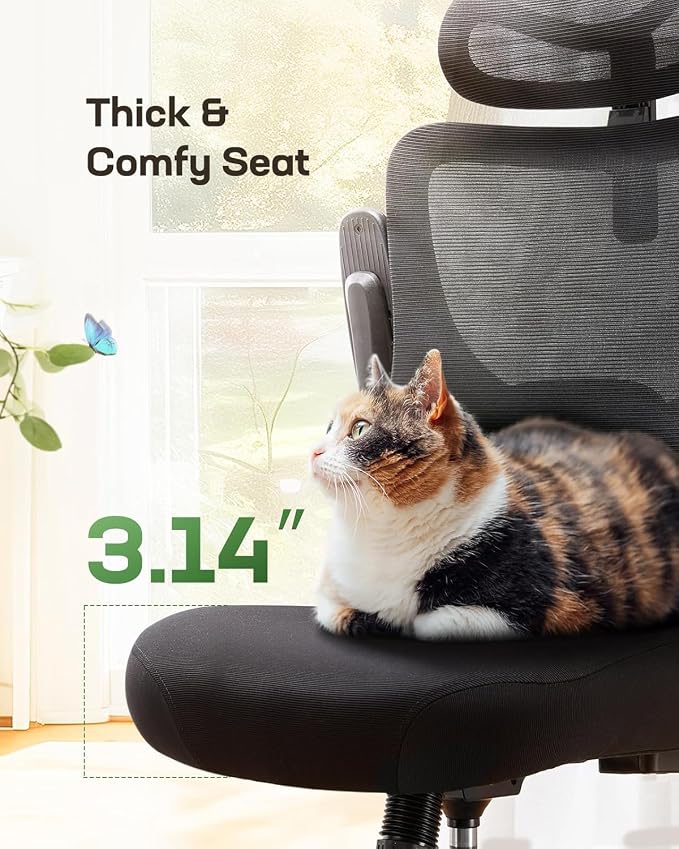 Marsail Ergonomic Office Chair with 3D Armrests, Pack of 10 | Office Desk Chair with High Back Mesh, Adjustable Lumbar Support, Rolling Work Swivel Task Chairs with Wheel, Headrest, home