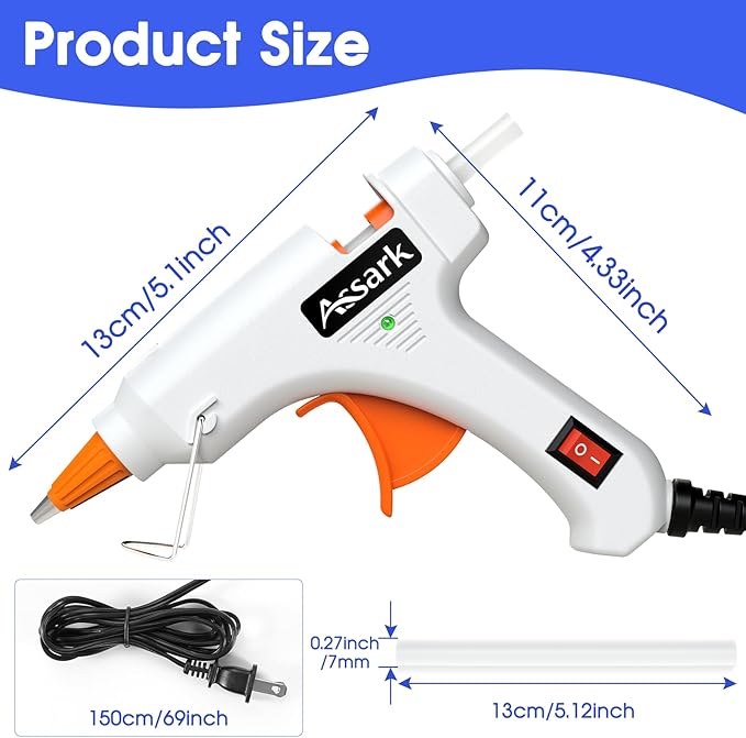 Hot Glue Gun Kit with 30 Glue Sticks, Fast Preheating Hot Melt, High Temp for School Crafts DIY Arts and Quick Home Repairs,20W