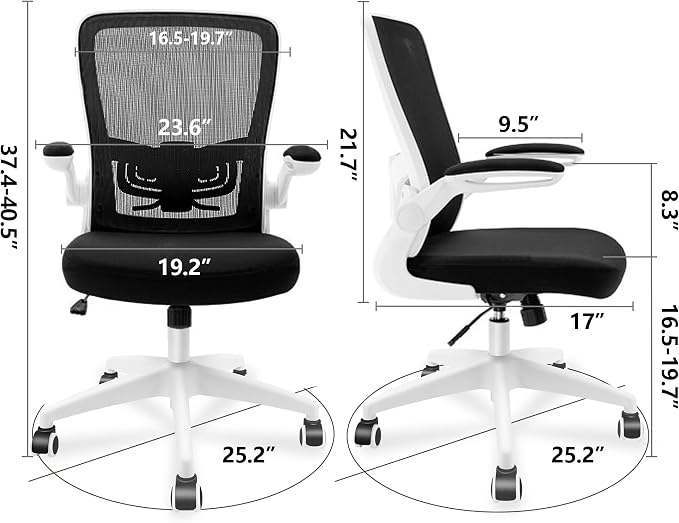 FelixKing Office Chair, Ergonomic Desk Chair with Adjustable Height and Lumbar Support Swivel Game Chair Desk Computer Chair with Flip up Armrests for Conference Room (White) | Adjustable Height, 360°Swivel, Flexible Tilt, Breathable Cushion and Fabric...