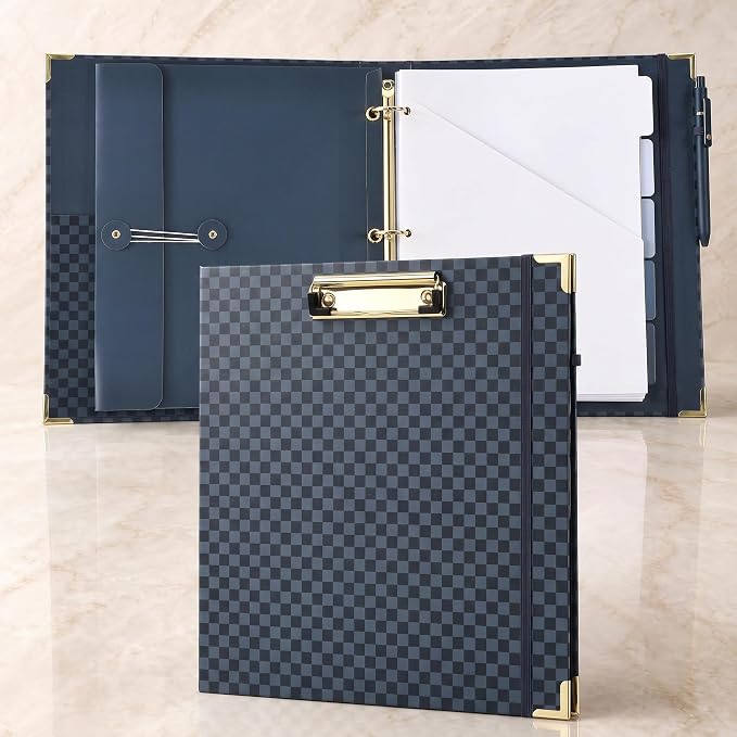Aesthetic Clipboard Binder with Dividers - 3 Ring Organizer for Work | Sturdy Document Organizer, Clipboard Folder and Planner Folio for Streamlined School Projects, Notes and Office Productivity