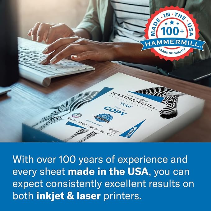 Hammermill Printer Paper, 20 Lb Copy Paper, 11 x 17-1 Ream (500 Sheets) - 92 Bright, Made in the USA, 105023R
