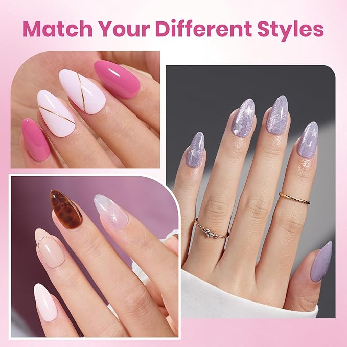 Beetles Gel Nail Kit Etch-X, Almond Short, 288pcs 12 Sizes Nail Tips, with 10ml Hema-Free Nail Glue Gel, Glue on Nails for Acrylic Press On Nail, Pre-Etched Half Matte Extension Set for Home DIY