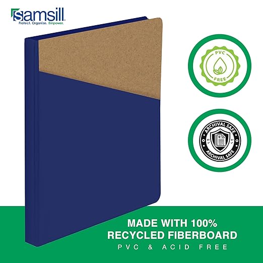 Samsill Durable 0.5 Inch Binder, D Ring Binder, Customizable Clear View Cover, Dark Blue, Holds 125 Pages