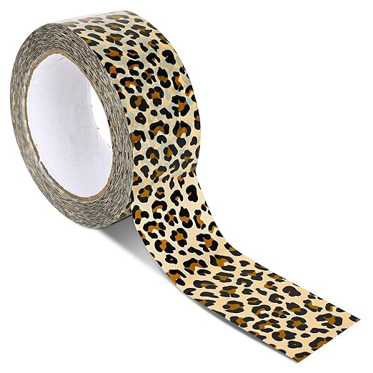 Whaline Leopard Print Packing Tape Spotted Leopard Pattern Tape Waterproof Shipping Tape for Small Business Gifts DIY Crafts Box Carton Decorations