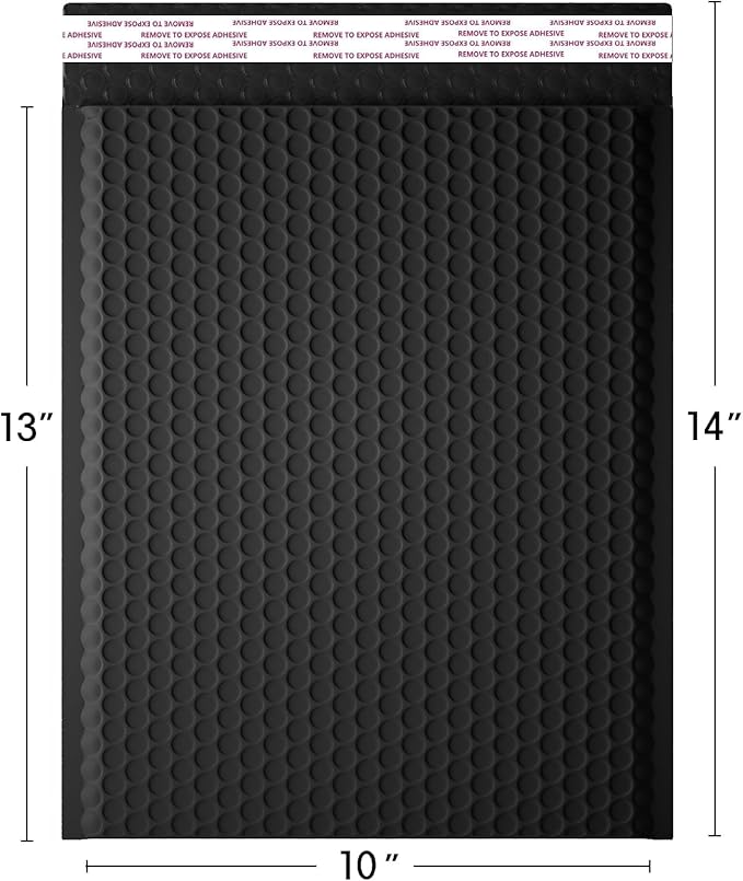 10 x 13 Inch Bubble Mailer 40 Pack, Waterproof Padded Envelopes with Strong Self-Seal Adhesive, Cushioning Shipping Bags with Bright Color for Small Business - Black