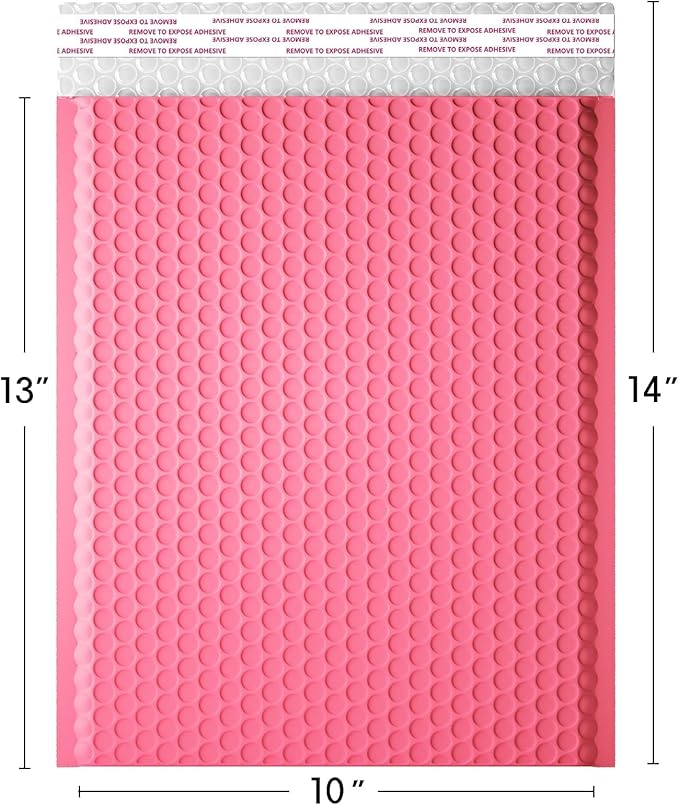 10 x 13 Inch Bubble Mailer 40 Pack, Waterproof Padded Envelopes with Strong Self-Seal Adhesive, Cushioning Shipping Bags with Bright Color for Small Business - Pink