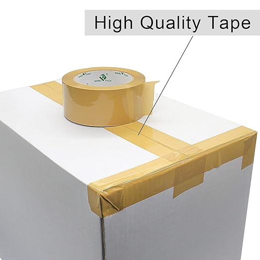 BOMEI PACK Tan Packing Tape Refills, Brown Packing Tape with Dispenser for Shipping, Moving and Packaging, 6Rolls 2.4 Mil 1.88 Inch x 60 Yards