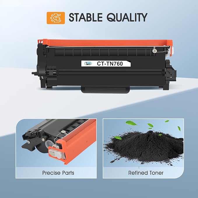 TN760 Toner for Brother Printer TN730 TN-730/TN-760 TN 760 TN-760 TN-730 | Compatible for Brother MFC-L2710DW DCP-L2550DW MFC-L2750DW HL-L2395DW HL-L2350DW HL-L2370DW HL-L2390DW Printer Black 2 pack