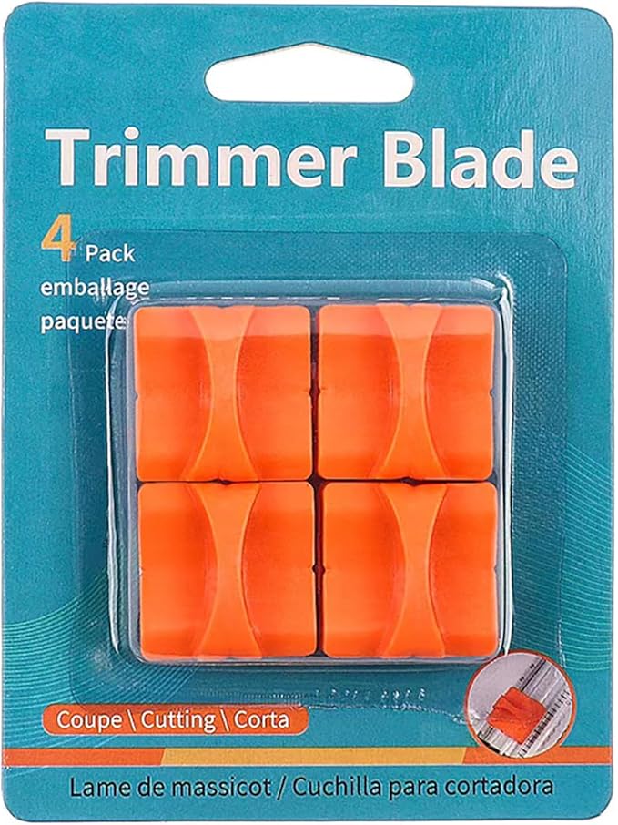 4-Pack Replacement Blades for Firbon Paper Cutters – Easy-Install Refill, Automatic Security Safeguard, Sharp and Durable Cutting Blades（orange）