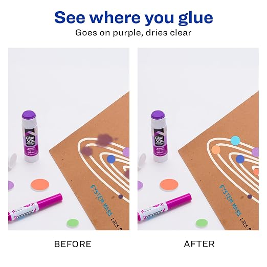 Avery Glue Stic, Disappearing Purple, Washable, 1.27oz, 6 Glue Sticks (98071)