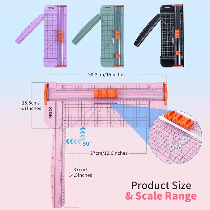 A4 Paper Cutter Slider 12 Inch Paper Trimmer Photo Cutter, Pink | Small Paper Cutter for Classroom Scrapbooking Cutter, Cutter Sliding