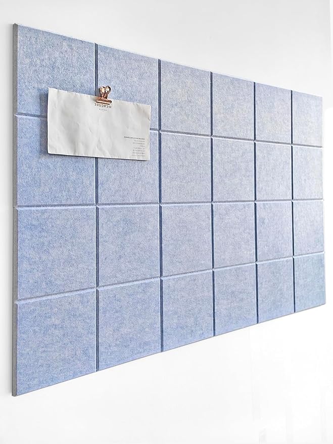 Felt Bulletin Board- Cork Board Tiles Alternative - 6 Pack Square Felt Wall Tiles with Safe Removable Adhesive Tabs -