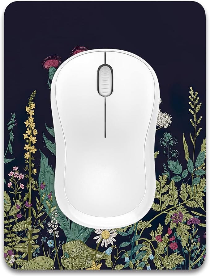 Dapesuom Small Mouse Pad, 6 x 8 Inch Thick Rubber Premium-Textured Non-Slip Portable & Washable Mini Mouse Mat for Women Men Wireless Laptops Keyboard Tray Gaming Work Computer Travel, Elegant Flower