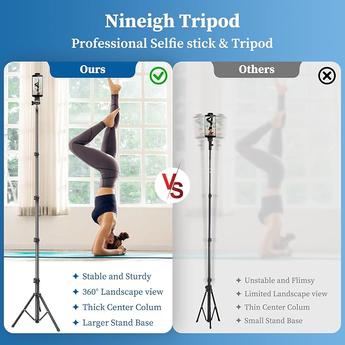 Phone Tripod Stand, 70" Selfie Stick Cell Phone Tripod with Remote | Phone Holder/Carry Bag, Aluminum Alloy Selfie Stick Tripods, Compatible with iPhone Samsung GoPro Smartphone