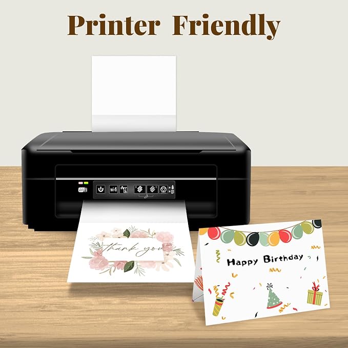 100 Pack Goefun Blank Cards and Envelopes 5x7 White for Invitations | 5 x 7 Printable Folded Cardstock and A7 Envelopes Self Seal for Wedding, Birthday, Holiday, Baby Shower, DIY Greeting Cards