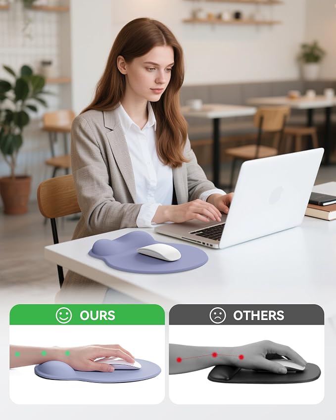 Mouse Pad with Wrist Rest for Desktop Large Ergonomic Mouse Mat(Purple) | 10.6''L x 9''W Size, Gel Wrist Support, Non-slip Base, Washable Surface, Laptop Mousepad