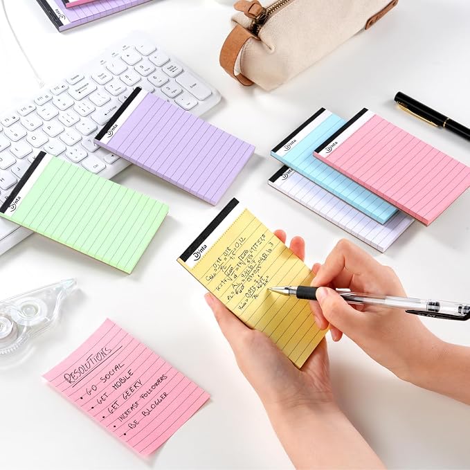 Dynta 36pcs Mini Note Pads 3x5 Pocket Notebook for Writing | Office Supplies, Multicolor, 80GSM Heavyweight Paper, 45 Sheets Per Notepad, Perforated