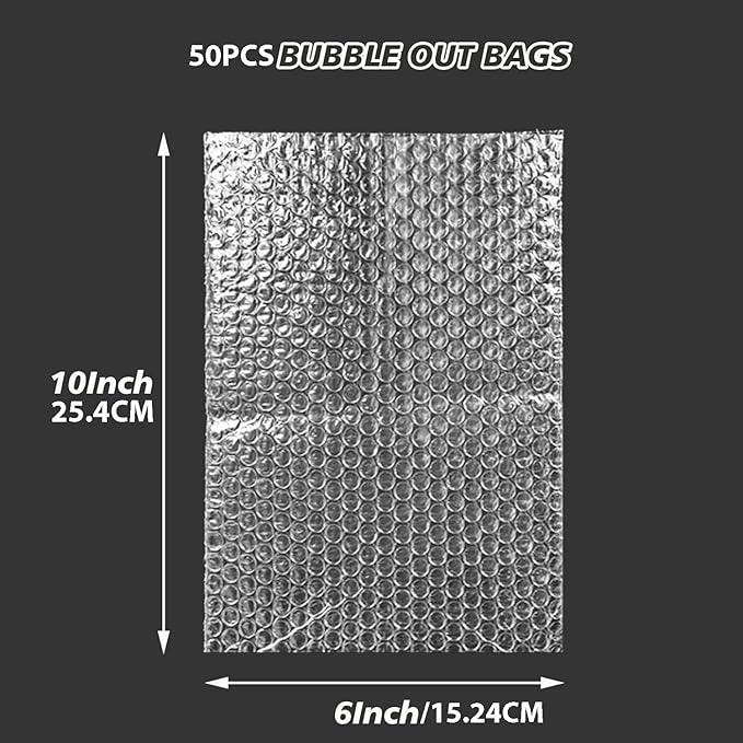 6''x10'' Bubble Pouch Bags, 50Pcs Clear Bubble Pouches Wrap for Shipping, Double Walled Cushioning Bags for Cushioning, Packing, Moving and Storage Fragile China Dishes Electronic Item