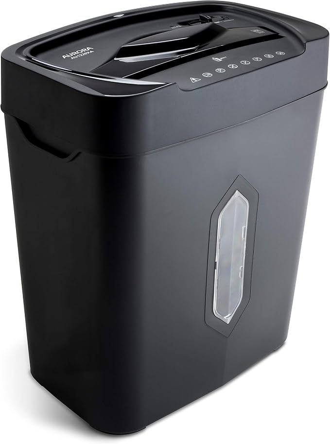 Aurora 12-Sheet Crosscut Paper and Credit Card Shredder with 5.2 gal Wastebasket