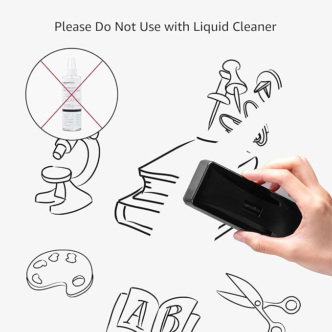 Amazon Basics Dry-Erase Whiteboard Erasers with Soft Pile, for School, Office, Home, and Classroom, Black, 4-Pack