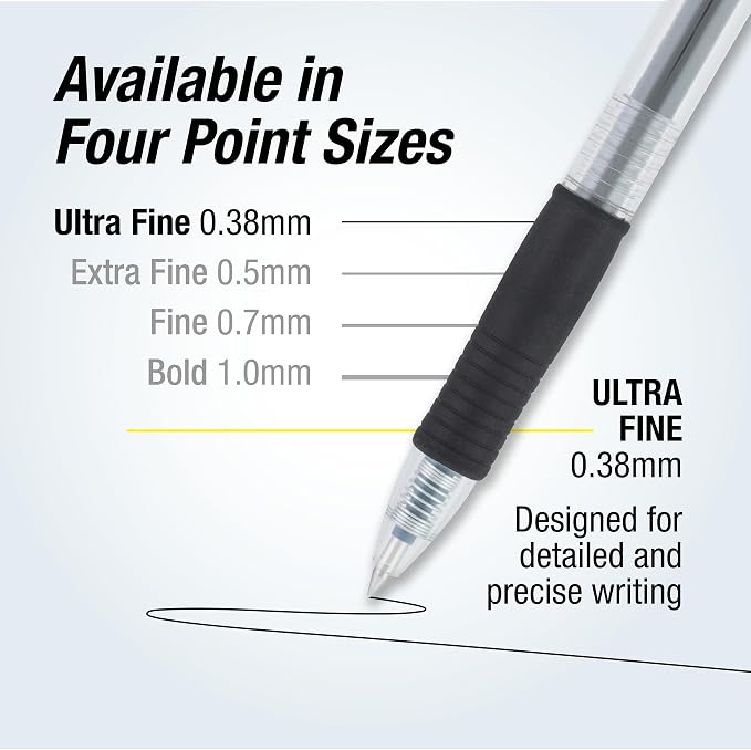 PILOT G2 Premium Rolling Ball Gel Pens, 0.38mm, Black Ink, 12-Pack