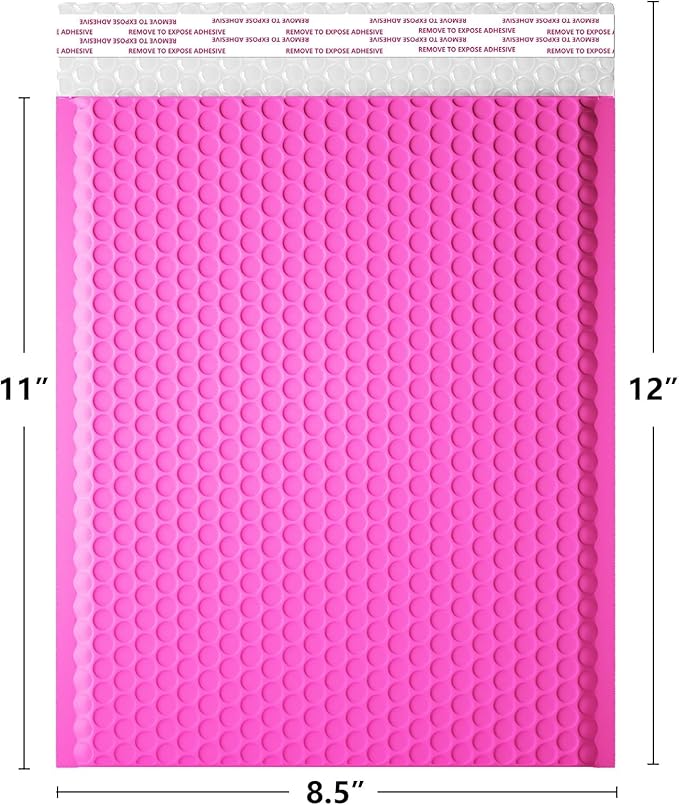 8.5 x 11 Inch Bubble Mailer 40 Pack, Waterproof Padded Envelopes with Strong Self-Seal Adhesive, Cushioning Shipping Bags with Bright Color for Small Business - Hot Pink