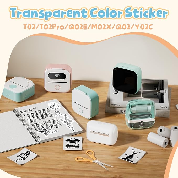 Phomemo Sticker Paper- for T02/T02Pro/Q02E/M02X/Y02C/Q02 Mini Printer, White Thermal Sticker for Study Notes, Photo, DIY, Stickers, Image Time 2 Years, Black on White Sticky Paper, 50mm x3.5m, 3 Rolls