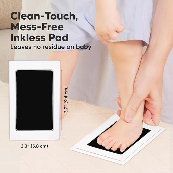 2-Pack Inkless Baby Hand and Footprint Kit - Mess Free Ink Pad for Newborn Keepsake, Dog Nose & Paw Print Kit, Clean Touch Ink Pad for Baby Hand & Footprints, Ideal New Mom Gifts (Jet Black)