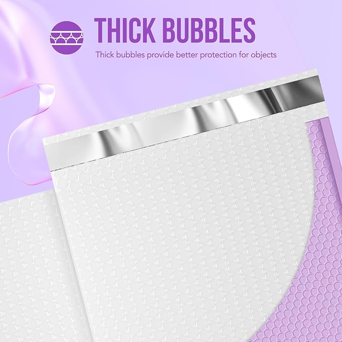 Fuxury Bubble Mailers 12x15" Lavender Purple Padded Envelopes 25 Pack Large Bubble Mailer Strong Adhesion Padded Mailer,Self-Seal Envelope for Mailing Small Business,Magazine, Clothing.