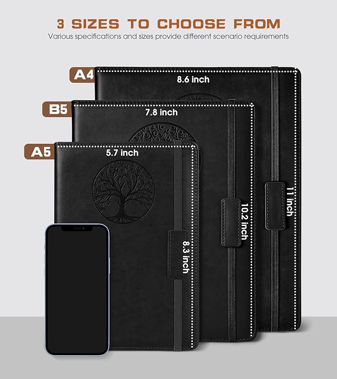 Lined Journal Notebook for Women Men,256 Pages A4 Large Hardcover Leather Journals for Writing,Travel,Business,Work,School,College Ruled Notebooks for Note Taking, Diary Notepad 8.6"×11"