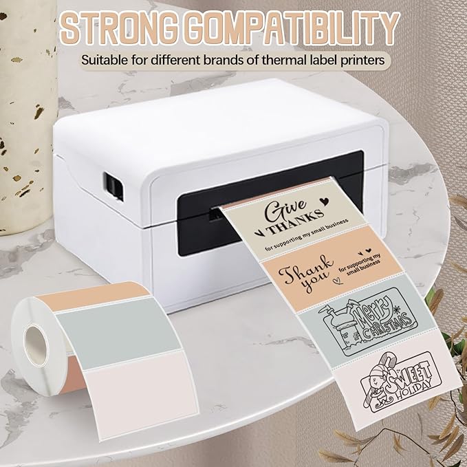 Starboling 3" x 2" Thermal Labels,Self-Adhesive Rectangle Thermal Printer Sticker,for Price,Barcode,Mailing,Name（Beige Gradient）