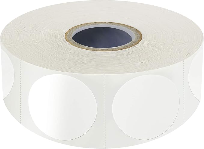 1500 PCS White Round Color Coding Circle Dots Inventory Stickers Labels with Perforation Line in Roll (Each Measures 1" in Diameter)