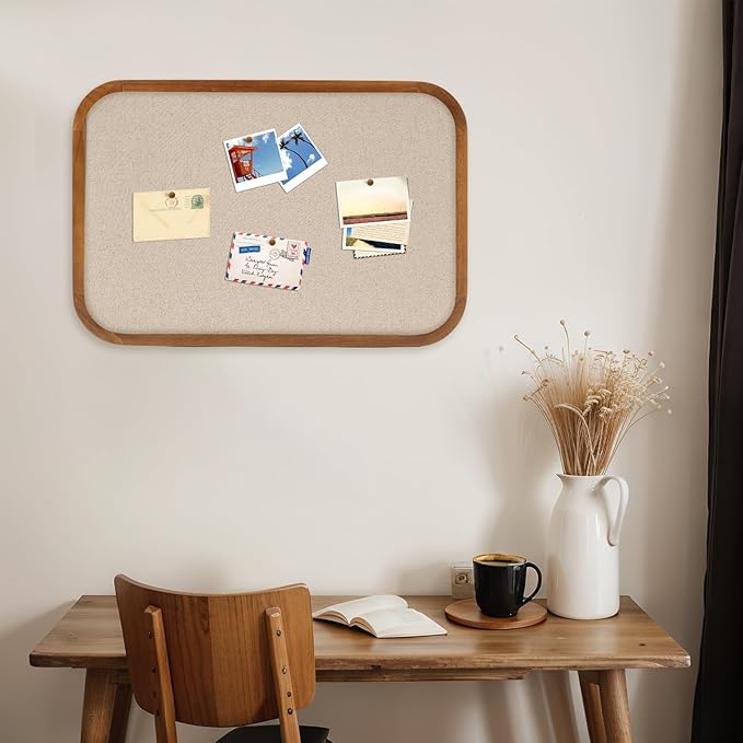 Vintage Framed Pin Board Linen Display Bulletin Board Large Ornate Fabric Picture Photo Pinboard Memo Decorative Prayer Pinboard Ornate for Wall Gift(Rectangle,20'' X 30'',Light Brown)