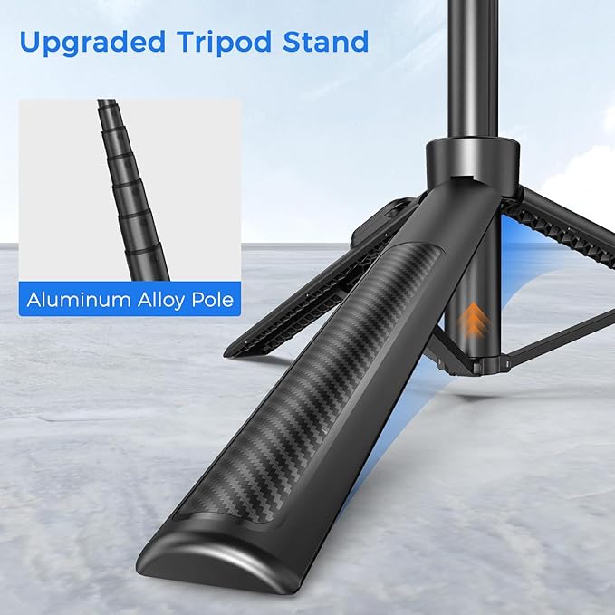 Selfie Stick Travel Tripod for Cell Phone with Remote Control and Phone Holder, Extendable Selfie Stick for iPhone, iPhone Tripod for Video Recording, 63 Inch, Black