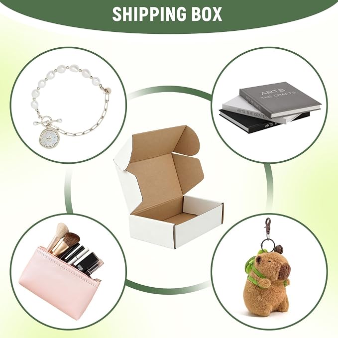 6"x4"x2" Shipping Boxes Set of 3, White Corrugated Cardboard Box Literature Mailer