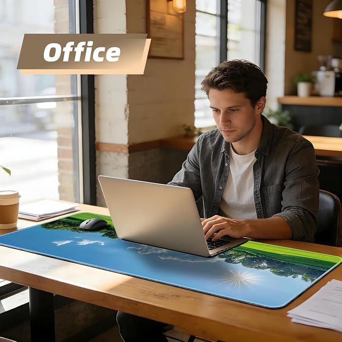 Galdas Gaming Mouse Pad XXL XL Large Long Extended Big Mousepad Non-Slip Rubber Keyboard Mouse Pad with Stitched Edges for Laptop Home Office (31.5x11.8x0.08 Inch) … (Grass)