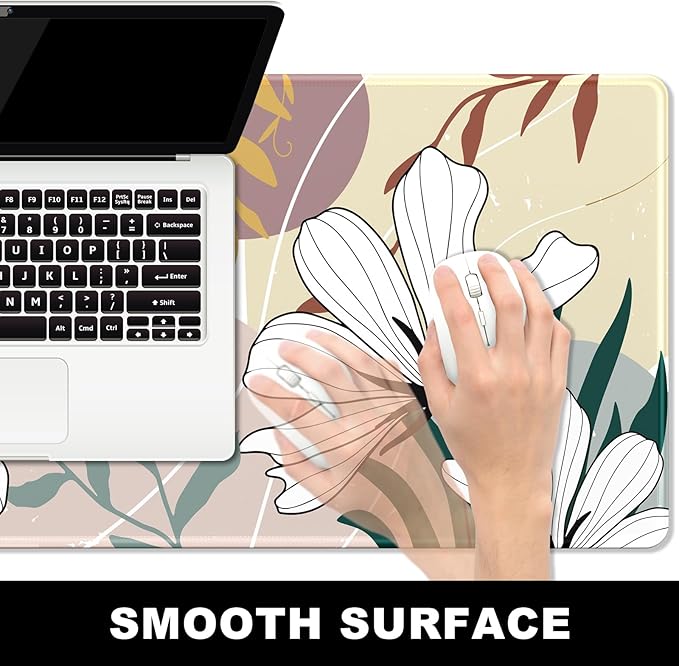 BOSOBO Large Mouse Pad, Desk Pad, XXL XL Extended Gaming Mouse Pad, Desk Mat for Office & Home, Long Keyboard Mat, Huge Mouse Pad, Desktop Full Cover 31.5 x 11.8 Inches, Modern Style Blue Flowers
