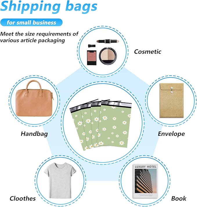Thank You Poly Mailer 10x13 Inch 25 Pcs, Waterproof and Tear-Resistant Shipping Bags for Clothing, Cute Mailing Bags with Self-Seal, Chrysanthemum Printed Packaging Bags for Small Business