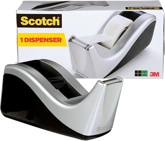 Scotch Desktop Tape Dispenser, Silvertech Two-Tone (C60-ST)