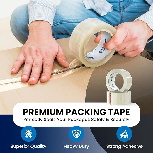 Lifetime Supplies 12 Rolls | 2.4 mil Clear | 65 Yards Each (780 Yards Total) | 2" Premium Packing Tape Heavy Duty Packaging Tape for Shipping Moving Stronger Thicker
