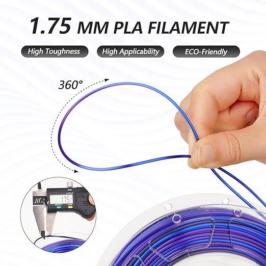 AMOLEN Silk PLA 3D Printer Filament Bundle, Shiny Multicolor Rainbow PLA Filament 1.75mm Pack, Fast Color Change PLA 3D Printing Filament for Most FDM 3D Printer, 200g X 4 Spools