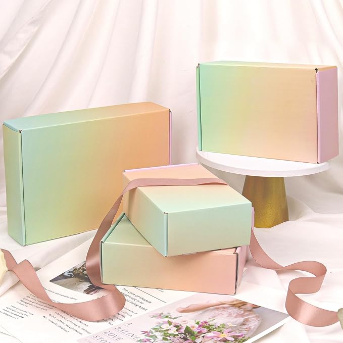30 Pack 10x8x2 Colorful Shipping Boxes Medium, Mailing Cardboard Boxes for Packaging Small Business