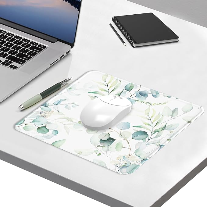 Mouse Pad with Stitched Edge, Multiple Patterns Computer Mouse Pads with Non-Slip Rubber Base, Washable Cloth Mousepad, for Gaming, Laptop, PC (Leaves)