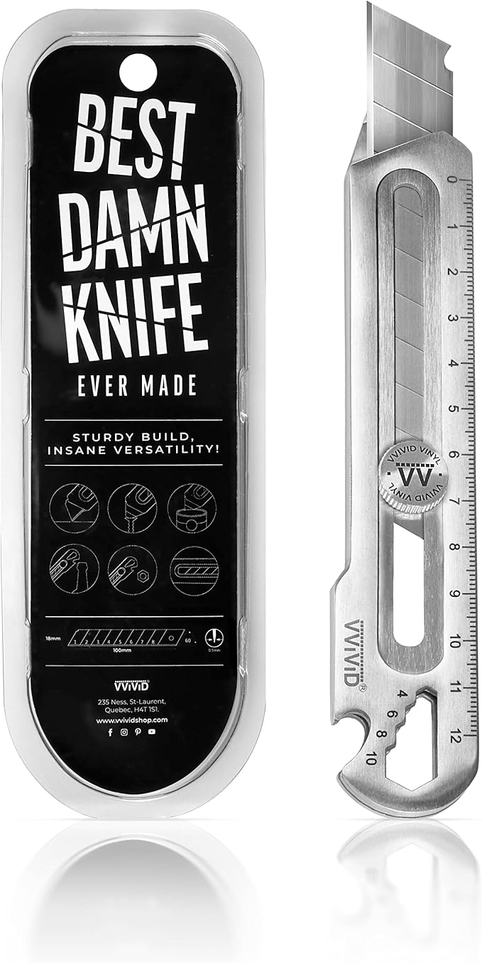 VViViD Best Damn Knife - Utility Blade - Guiding Tip, Stainless Steel Utility Blade and Multi-Function