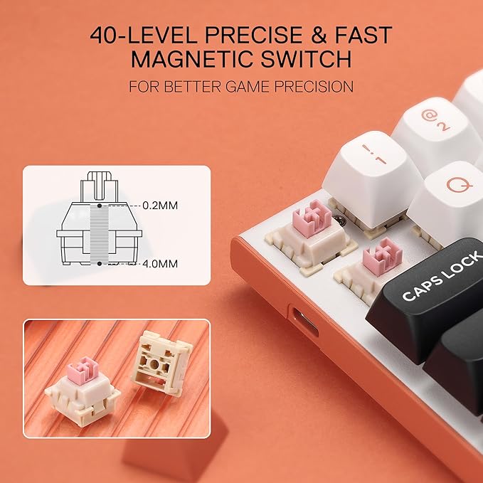 Redragon K683 Rapid Trigger HE Gaming Keyboard, 60% 61 Keys Wired Mechanical Keyboard w/Hyper-Fast Actuation, Dedicated Hall Effect Magnetic Switch, Actuation Point Adjustable, 8K Hz Polling Rate