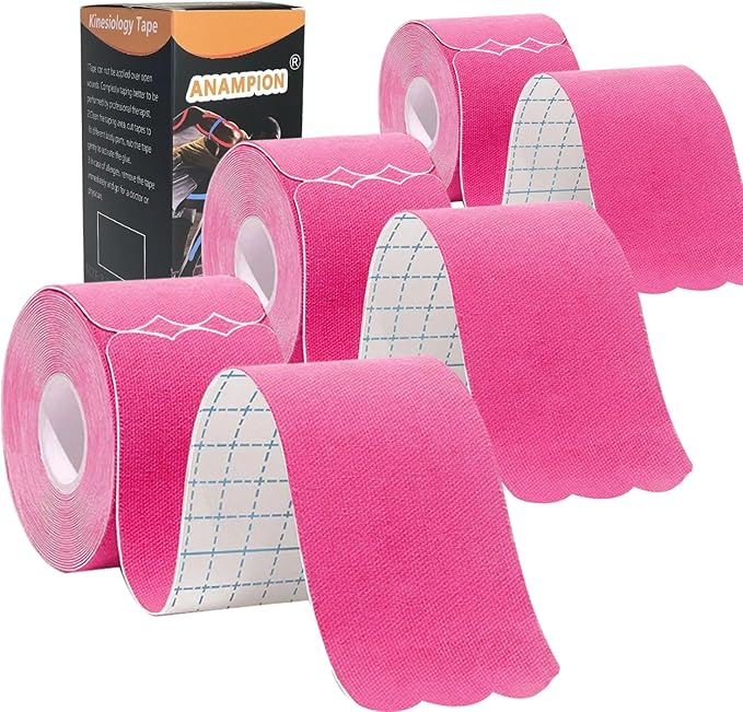 Kinesiology Tape Pro Athletic Sports (3 Rolls,60 Precut Strips) Waterproof Breathable Latex Free Tape for Ankle Wrists Knees Elastic Running Tennis Swimming Football Sports Activities Tapes(Pink)…