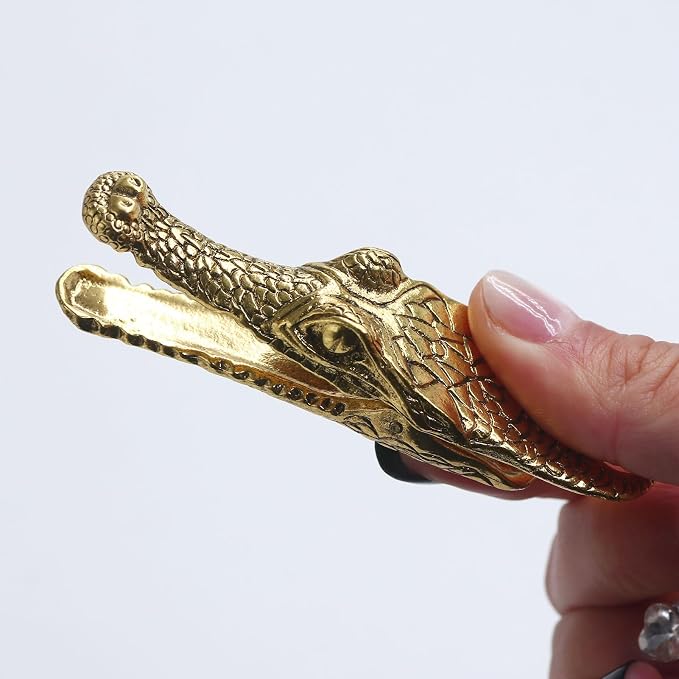 Alligator Journal Clip Charm Accessories，Gold Paper Binder Book Clips | Cute Vintage Metal Traveler Notebook Page Holder，Decorative Clamps for Office Home Use